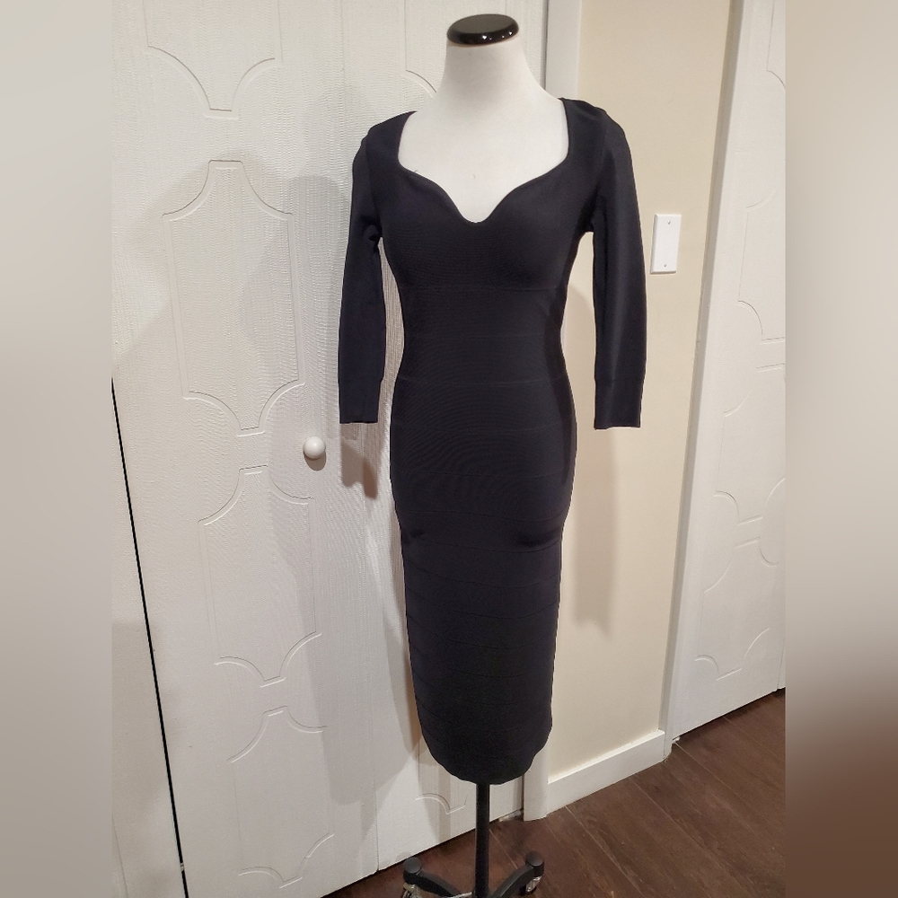 Herve Leger Icon Sweetheart Midi Dress XS $890 - Picture 6 of 9